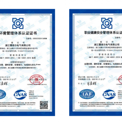 雷諾爾電氣順利通過(guò)ISO14001和ISO45001環(huán)境、安全管理體系認證